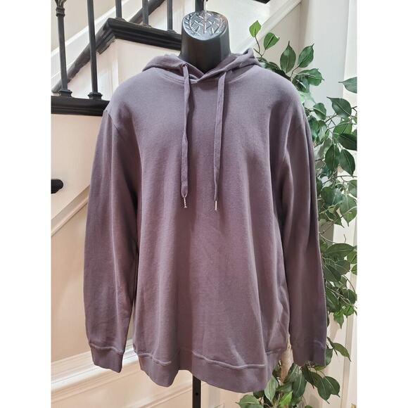 Mono B Mens Gray Solid 100% Cotton Drawstring Regular Fit Long Sleeve Hoodie - Picture 1 of 12